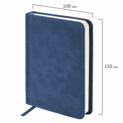Ежедневник недатированный МАЛЫЙ 100&times;150 мм А6 BRAUBERG &laquo;Status&raquo;, под кожу, 160 л., синий, 113368