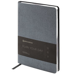 Ежедневник недатированный А5 138&times;213 мм BRAUBERG &laquo;Metallic&raquo;, под кожу, 136 л., гибкий, графитовый, 113375