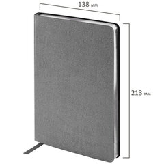 Ежедневник недатированный А5 138&times;213 мм BRAUBERG &laquo;Metallic&raquo;, под кожу, 136 л., гибкий, серебряный, 113377