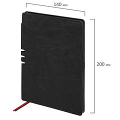 Блокнот А5 (140&times;200 мм), BRAUBERG &laquo;NEBRASKA&raquo;, под кожу, 80 л., линия, черный, 113411