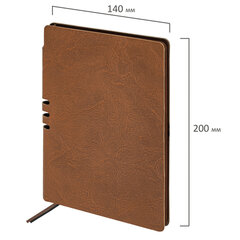 Блокнот А5 (140&times;200 мм), BRAUBERG &laquo;NEBRASKA&raquo;, под кожу, 80 л., линия, коричневый, 113412
