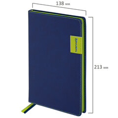 Ежедневник недатированный А5 (138&times;213 мм), BRAUBERG &laquo;AIM&raquo;, под кожу, 136 л., темно-синий, 113423