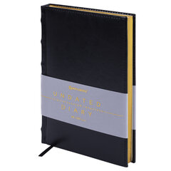 Ежедневник недатированный А5 138&times;213 мм BRAUBERG &laquo;FLAME&raquo;, под кожу, 160 л., черный, золотой срез, 113426