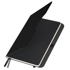 Блокнот А5 (162&times;218 мм), BRAUBERG &laquo;NOTE&raquo;, под кожу софт-тач, с резинкой, 80 л., клетка, черный, 113437