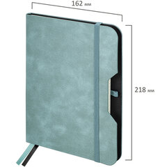 Блокнот А5 (162&times;218 мм), BRAUBERG &laquo;NOTE&raquo;, под кожу софт-тач, с резинкой, 80 л., клетка, светло-серый, 113441