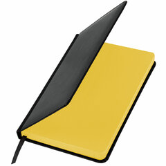 Ежедневник недатированный А5 138&times;213 мм BRAUBERG &laquo;Rainbow&raquo;, под кожу, 136 л., черный/<wbr/>желтый, 113497