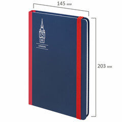 Блокнот с резинкой в клетку 96 л., А5 (145&times;203 мм), твердая обложка, BRAUBERG, &laquo;London&raquo;, 113720