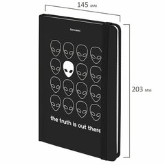 Блокнот с резинкой в клетку 96 л., А5 (145&times;203 мм), твердая обложка, BRAUBERG, &laquo;Aliens&raquo;, 113722