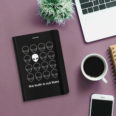 Блокнот с резинкой в клетку 96 л., А5 (145&times;203 мм), твердая обложка, BRAUBERG, &laquo;Aliens&raquo;, 113722