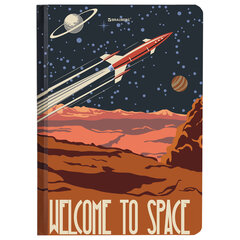 Блокнот с резинкой в клетку 96 л., А5 (145&times;203 мм), твердая обложка, BRAUBERG, &laquo;SpaceX&raquo;, 113724