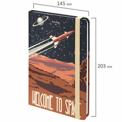 Блокнот с резинкой в клетку 96 л., А5 (145&times;203 мм), твердая обложка, BRAUBERG, &laquo;SpaceX&raquo;, 113724