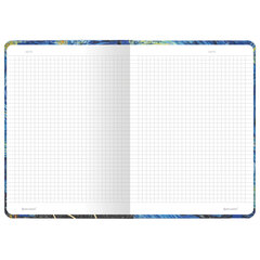 Блокнот с резинкой в клетку 96 л., А5 (145&times;203 мм), твердая обложка с фольгой, BRAUBERG, &laquo;Van Gogh&raquo;, 113728