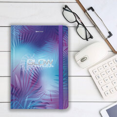 Блокнот с резинкой в клетку 96 л., А5 (145&times;203 мм), твердая обложка с фольгой, BRAUBERG, &laquo;Glow&raquo;, 113729