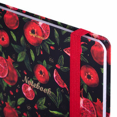 Блокнот с резинкой в клетку 96 л., А5 (145&times;203 мм), твердая обложка с фольгой, BRAUBERG, &laquo;Гранаты&raquo;, 113730