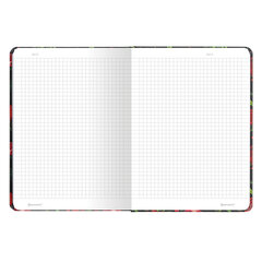 Блокнот с резинкой в клетку 96 л., А5 (145&times;203 мм), твердая обложка с фольгой, BRAUBERG, &laquo;Гранаты&raquo;, 113730