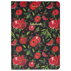 Блокнот с резинкой в клетку 96 л., А5 (145&times;203 мм), твердая обложка с фольгой, BRAUBERG, &laquo;Гранаты&raquo;, 113730