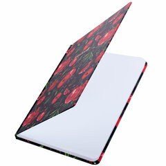 Блокнот с резинкой в клетку 96 л., А5 (145&times;203 мм), твердая обложка с фольгой, BRAUBERG, &laquo;Гранаты&raquo;, 113730