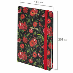 Блокнот с резинкой в клетку 96 л., А5 (145&times;203 мм), твердая обложка с фольгой, BRAUBERG, &laquo;Гранаты&raquo;, 113730