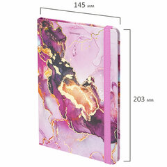 Блокнот с резинкой в клетку 96 л., А5 (145&times;203 мм), твердая обложка с фольгой, BRAUBERG, &laquo;Мрамор&raquo;, 113731