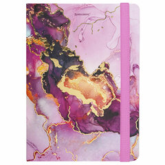 Блокнот с резинкой в клетку 96 л., А5 (145&times;203 мм), твердая обложка с фольгой, BRAUBERG, &laquo;Мрамор&raquo;, 113731