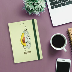 Блокнот с резинкой в клетку 96 л., А5 (145&times;203 мм), твердая обложка с фольгой, BRAUBERG, &laquo;Avocado&raquo;, 113733