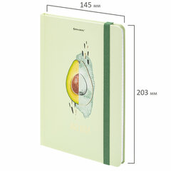 Блокнот с резинкой в клетку 96 л., А5 (145&times;203 мм), твердая обложка с фольгой, BRAUBERG, &laquo;Avocado&raquo;, 113733