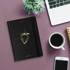 Блокнот с резинкой без линовки 96 л., А5 (145&times;203 мм), твердая обложка с фольгой, BRAUBERG, &laquo;Strawberry&raquo;, 113735