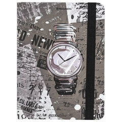 Блокнот с резинкой в клетку 96 л., МАЛЫЙ ФОРМАТ А6 (109&times;148 мм), твердая обложка, BRAUBERG, &laquo;Часы&raquo;, 113737