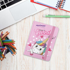 Блокнот с резинкой в клетку 96 л., МАЛЫЙ ФОРМАТ А6 (109&times;148 мм), твердая обложка, ЮНЛАНДИЯ, &laquo;Unicorn&raquo;, 113742