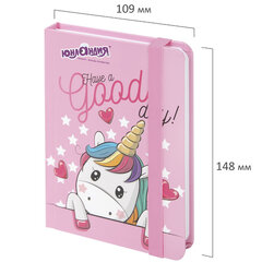 Блокнот с резинкой в клетку 96 л., МАЛЫЙ ФОРМАТ А6 (109&times;148 мм), твердая обложка, ЮНЛАНДИЯ, &laquo;Unicorn&raquo;, 113742