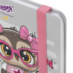 Блокнот с резинкой в клетку 96 л., МАЛЫЙ ФОРМАТ А6 (109&times;148 мм), твердая обложка, ЮНЛАНДИЯ, &laquo;Совушка&raquo;, 113743