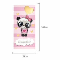 Конверт для денег &laquo;С ДНЁМ РОЖДЕНИЯ!&raquo;, Панда, розовый, 166&times;82 мм, фольга, ЗОЛОТАЯ СКАЗКА, 113762