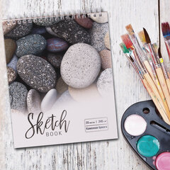 Скетчбук, каменная бумага 245 г/<wbr/>м<sup>2</sup>, 170&times;195 мм, 20 л., гребень, подложка, холодная фольга, &laquo;Камни&raquo;, 98610