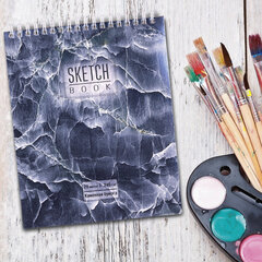 Скетчбук, каменная бумага 245 г/<wbr/>м<sup>2</sup>, 170&times;195 мм, 20 л., гребень, подложка, холодная фольга, &laquo;Мрамор&raquo;, 98627