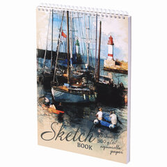Скетчбук, рисовальная бумага 300 г/<wbr/>м<sup>2</sup>, 195&times;300 мм, 20 л., гребень, SoftTouch, брайль, &laquo;У причала&raquo;, 97330