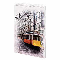 Скетчбук, рисовальная бумага 300 г/<wbr/>м<sup>2</sup>, 195&times;300 мм, 20 л., гребень, SoftTouch, брайль, &laquo;Трамвай&raquo;, 97323