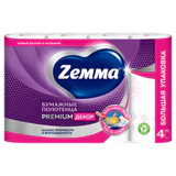 Полотенца бумажные впитывающие 2-слойные, 4 рулона (4х14 м), ZEMMA/ZEWA Premium Декор, 1441241