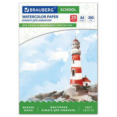 Папка для акварели А4, 20 л., 200 г/<wbr/>м<sup>2</sup>, индивидуальная упаковка, BRAUBERG SCHOOL, 114301