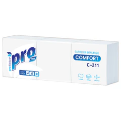 Салфетки бумажные 500 шт., 23х23 см, PROtissue COMFORT, "Big Pack", белые, КОМПЛЕКТ 10 пачек, С211