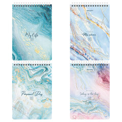 Блокнот А5 (146&times;206 мм), 60 л., гребень, картон, клетка, BRAUBERG, &laquo;Мрамор&raquo;, 114360