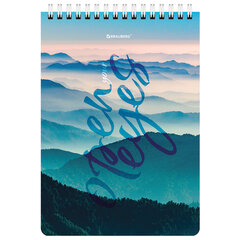 Блокнот А5 (146&times;206 мм), 60 л., гребень, картон, клетка, BRAUBERG, &laquo;Горы в облаках&raquo;, 114361