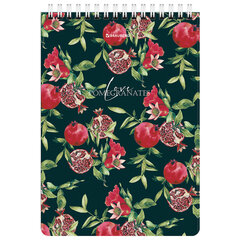 Блокнот А5, 146&times;206 мм, 60 л., гребень, картон, жесткая подложка, клетка, BRAUBERG, &laquo;Гранаты&raquo;, 114366