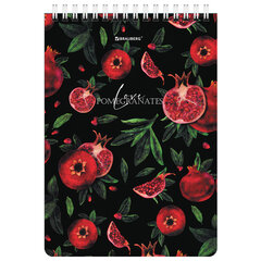 Блокнот А5, 146&times;206 мм, 60 л., гребень, картон, жесткая подложка, клетка, BRAUBERG, &laquo;Гранаты&raquo;, 114366