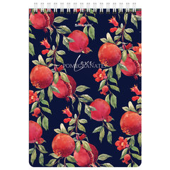 Блокнот А5, 146&times;206 мм, 60 л., гребень, картон, жесткая подложка, клетка, BRAUBERG, &laquo;Гранаты&raquo;, 114366