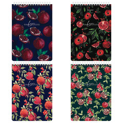 Блокнот А5, 146&times;206 мм, 60 л., гребень, картон, жесткая подложка, клетка, BRAUBERG, &laquo;Гранаты&raquo;, 114366