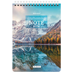 Блокнот А5 (146&times;206 мм), 60 л., гребень, картон, жесткая подложка, клетка, BRAUBERG, &laquo;Горные пейзажи&raquo;, 114367