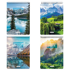 Блокнот А5 (146&times;206 мм), 60 л., гребень, картон, жесткая подложка, клетка, BRAUBERG, &laquo;Горные пейзажи&raquo;, 114367