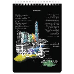 Блокнот А5 (146&times;206 мм), 80 л., гребень, картон, жесткая подложка, клетка, BRAUBERG, &laquo;City&raquo;, 114379