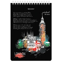 Блокнот А5 (146&times;206 мм), 80 л., гребень, картон, жесткая подложка, клетка, BRAUBERG, &laquo;City&raquo;, 114379