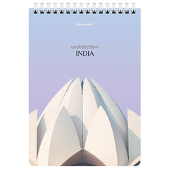 Блокнот А5 (146&times;206 мм), 80 л., гребень, картон, жесткая подложка, клетка, BRAUBERG, &laquo;Архитектура&raquo;, 114382